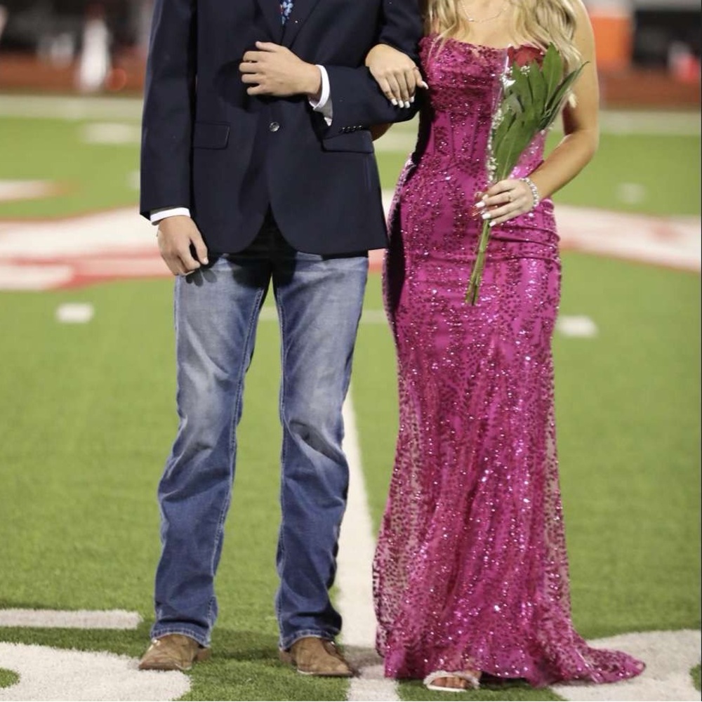 Pink Sequin Strapless Gown